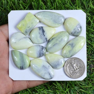 Green Opal Gemstone, 11 Pcs 275 Carat, Making For Silver Jewelry Supply, Silver Jewelry Pendant, Healing Crystal Cabochon, Used For Jewelry
