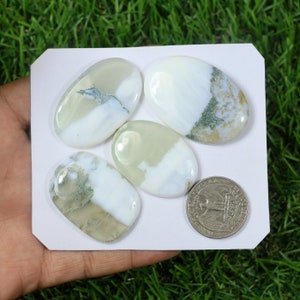 Green Opal Gemstone Lot, 4 Pieces 200 Carat, Natural Green Opal Gemstone Cabochon Lot, Bulk Wholesale Gemstone, Used For Pendant #SG-4493