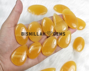 Yellow Calcite Gemstone, Top Quality Yellow Calcite flatback cabochons, Wholesale Lot Calcite Gemstone, Precious Crystals Calcite Bulk Stone