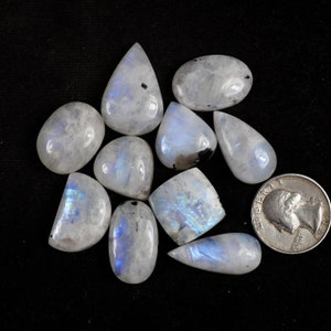 Flashy Rainbow Moonstone Cabochon 10 Pieces Mix Shape Rainbow Moonstone For Making Pendant Jewelry, Shimmer moonstone Moonstone #3709