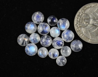 Rainbow Moonstone Cabochon Gemstone Lot, 6 mm Round, Rainbow Moonstone Gemstone for Making Jewelry, Loose Gemstone Lot, Wholesale Gemstone