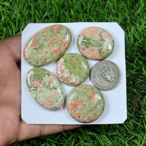 Unakite Jasper Gemstone, 5 Pieces 268 Carat, Natural Unakite Gemstone, Mix Shape Unakite Jasper Cabochon, Green Unakite Jasper For Jewelry
