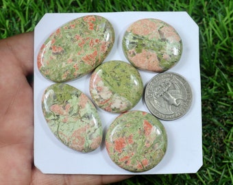 Unakite Jasper Gemstone Cabochon, Making For Silver Jewelry Supply, Semi Precious, Healing Crystal Cabochon, Gift For Woman And Girls