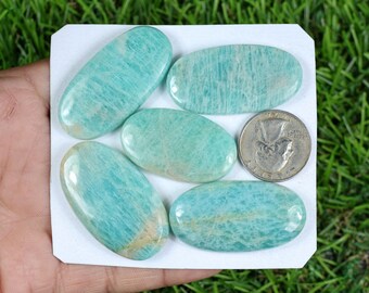 Amazonite Gemstone Cabochon Lot, 320 Carat, Hand Polished One Side Flat Amazonite Cabochon Rare Green Amazonite Lot, Semi Precious Gemstone