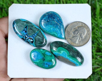 Blue Chrysocolla Cabochon, Making For Silver Jewelry Supply, Healing Crystal, Bulk Wholesale Gemstone Cabochon Lot, Hand Polished Gemstone