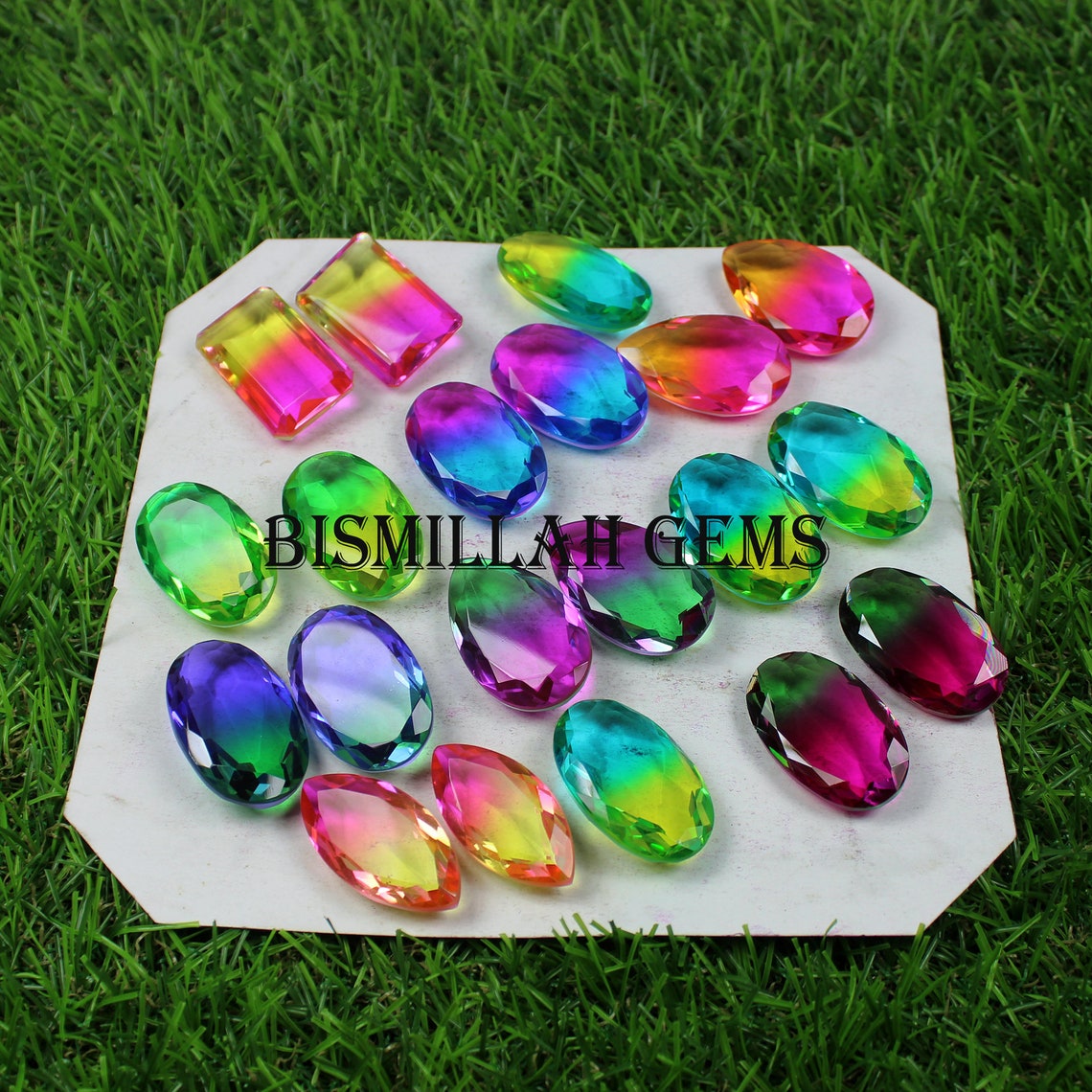 Synthetic Clear Glass Gemstone Faceted Glass Gemstone Lot Etsy