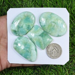 Green Hemimorphite Gemstone Lot, 4 Pieces 340 Carat, Semi Precious Gemstone Cabochon, Making For Silver Jewelry Supply, Used For Pendant