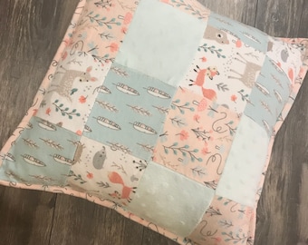 Patchwork Woodland Pillow | Baby shower gift