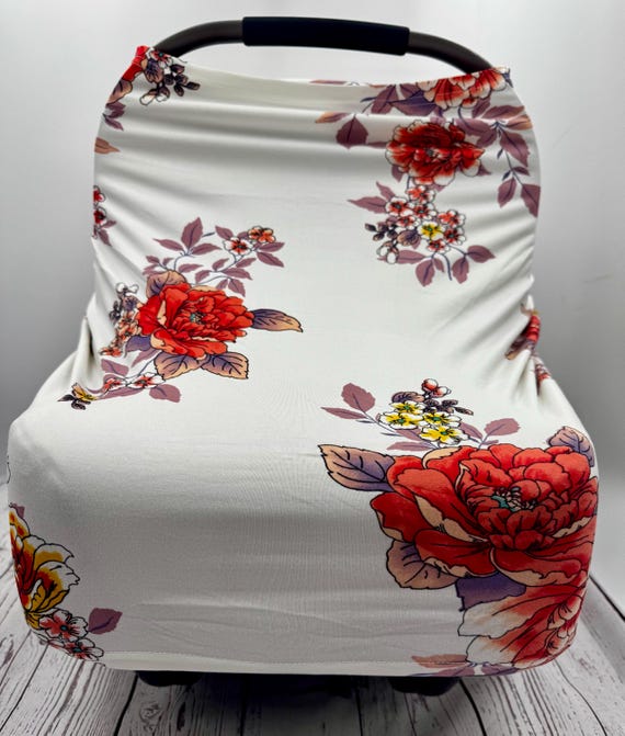 Multi Use Baby Cover | Nursing | Stroller | Car Seat Cover | Highchair | Newborn Essential | Baby Shower Gift | Car Accessories | Floral LG