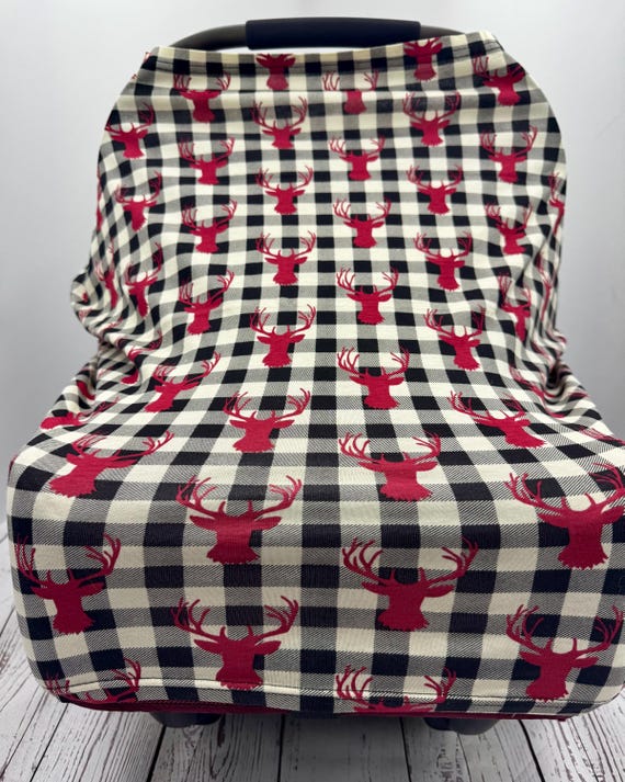 Multi Use Baby Cover | Nursing | Stroller | Car Seat Cover | Highchair | Newborn Essential | Baby Shower Gift | Car Accessories | Plaid Buck