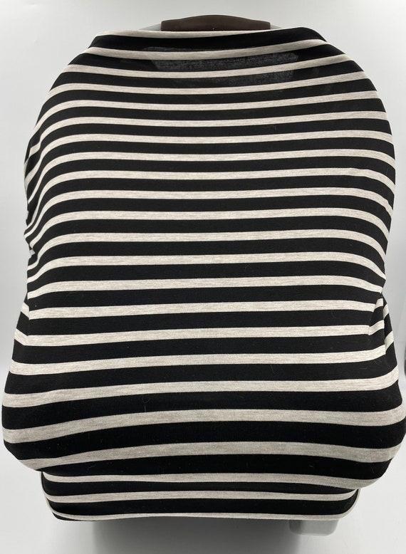 Multi Use Black and Tan Stripes | Baby Cover | Nursing | Stroller | Car Seat | Highchair | Scarf | 5 in 1 | Car Accessories