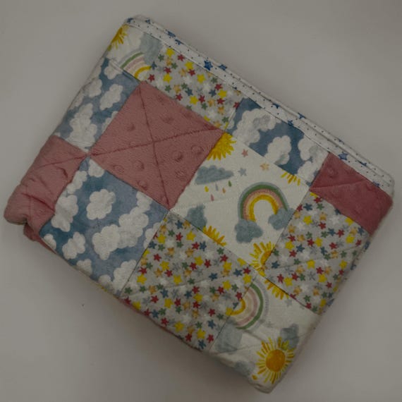 Patchwork Sky is the Limit quilt | Baby quilt | baby quilt | Modern baby | Handmade baby quilt | Pure Delight Lovey | Baby Shower Gift