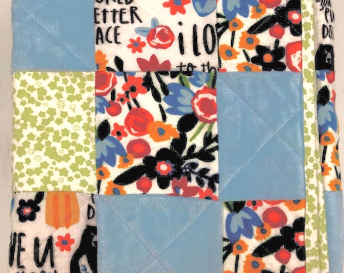 Patchwork Baby Quilt:  flower be Sweet Handmade Modern Lovey (finished Product)
