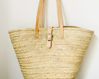 Sac panier verrouillable avec boucle en cuir