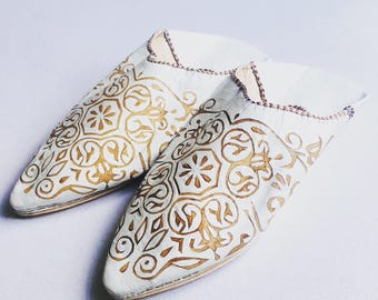 Moroccan Babouche Women's SADI White