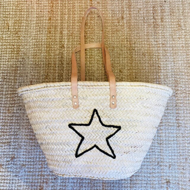 Einkaufstasche Korbtasche Mit Stern Strandtasche Mit Vintage Stern