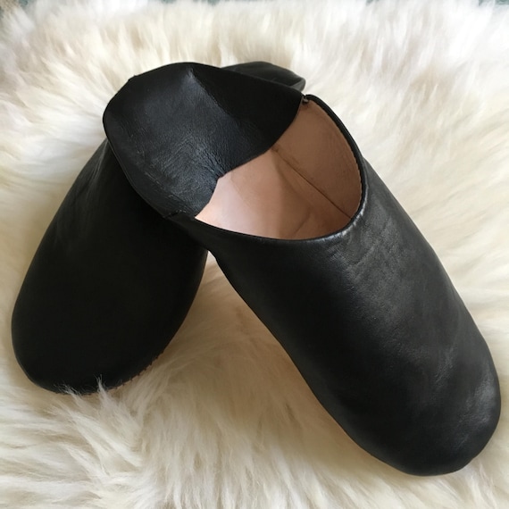 Men\'s Black Leather Slip-On Moroccan Babouche Slippers Moroccan Leather Slippers Men main image 2