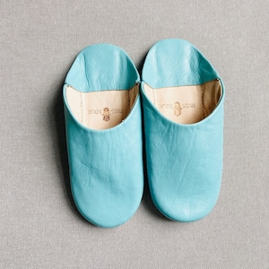 Moroccan Babouche ladies round aqua