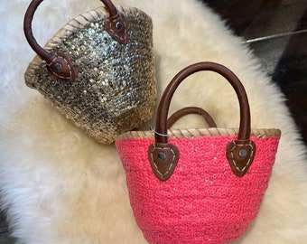 Borsa basket piccola con paillettes