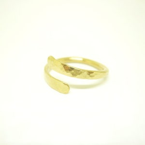 Spiral ring with hammered ends, wrap ring, 24k hand gold plated, one or two turns