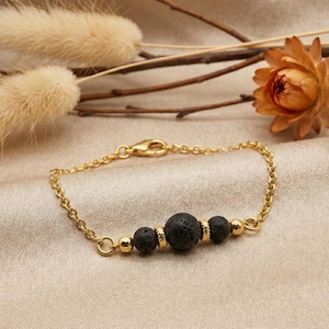 Lava Armkettchen, vergoldet, Diffuser Armband, Aromatherapie