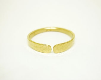offener, minimalistischer Ring, gehämmert, 925 Silber oder Messing 24k vergoldet