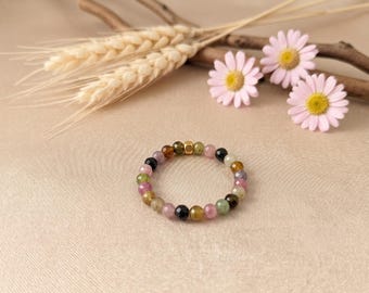 Turmalin Perlen Ring, elastisch, Stretch Ring