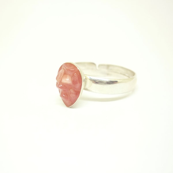 Rhodochrosit-Ring, 925 Silber, Tropfen-Ring