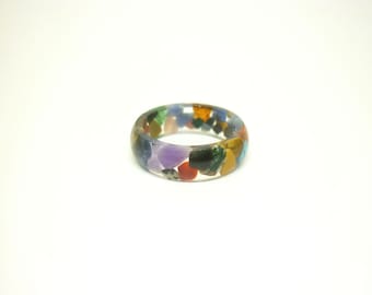 Edelstein-Resin-Ring, multicolor