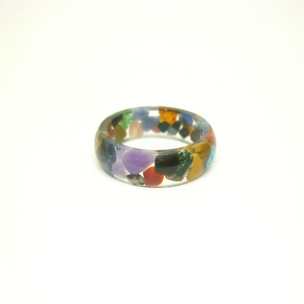 Edelstein-Resin-Ring, multicolor