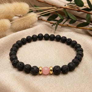 Lava Armband, Diffusor Armband, Lava und Rhodochrosit, Aromatherapie