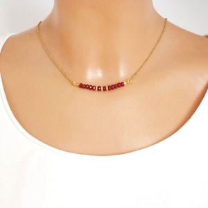 Ruby necklace, gold plated