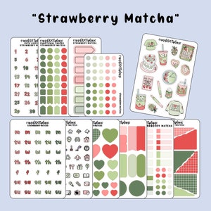 Strawberry Matcha - kit adesivi per planner