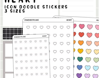 Heart - hand drawn icon stickers for your paper planner