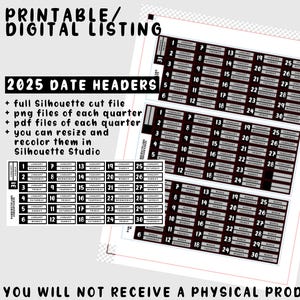 2025 Datum Headers - Digitale Sticker Set