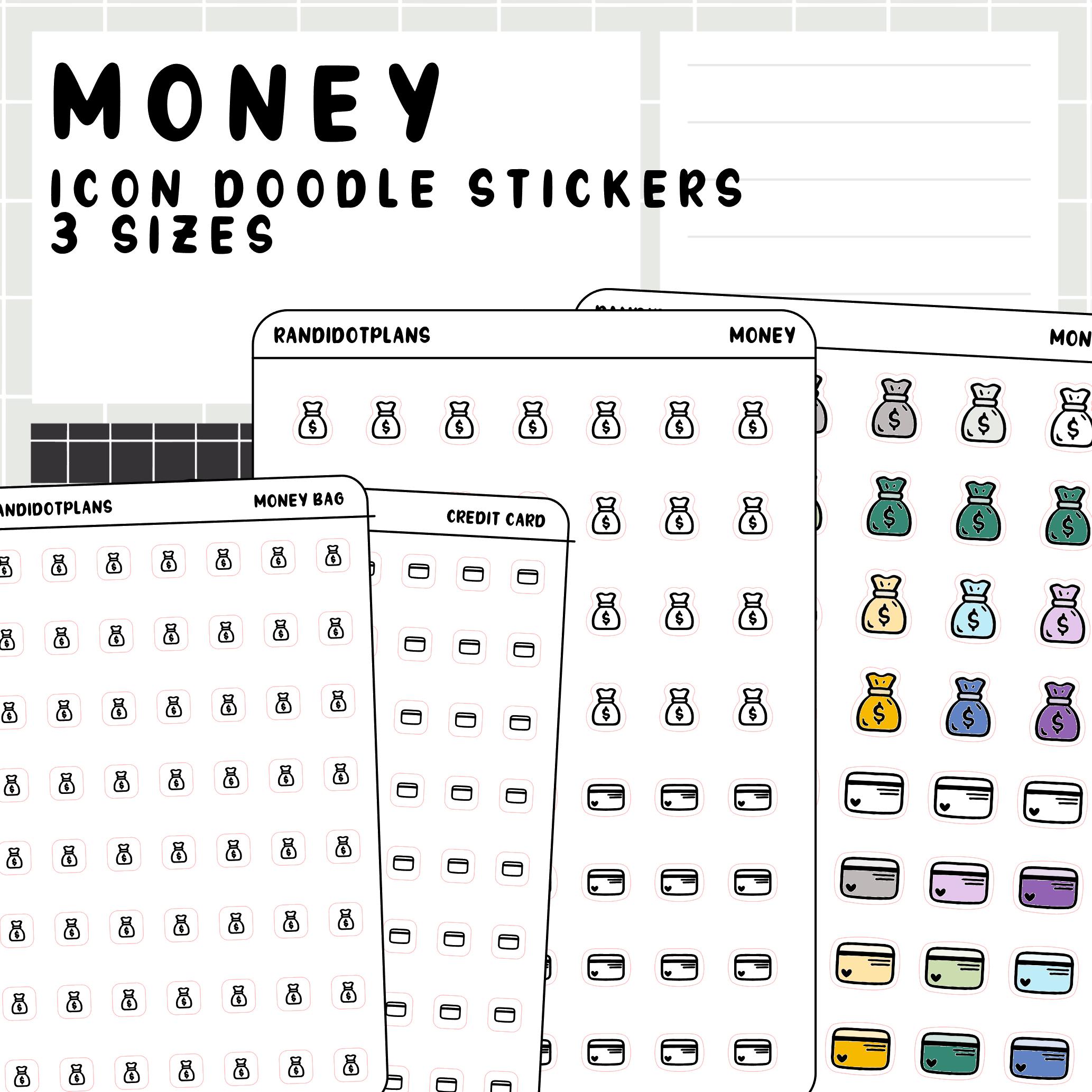 Money - Hand Drawn Icon Stickers for Your Paper Planner - Etsy