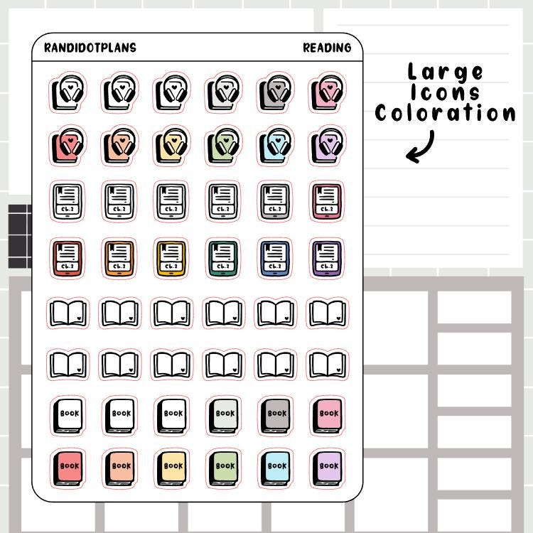 Reading - Hand Drawn Icon Stickers for Your Paper Planner - Etsy