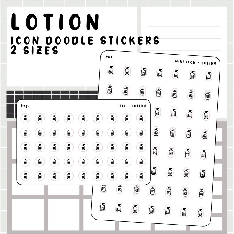 Tci Sticker Lotion - Hand Drawn Icon Stickers for Your Paper Planner - Etsy