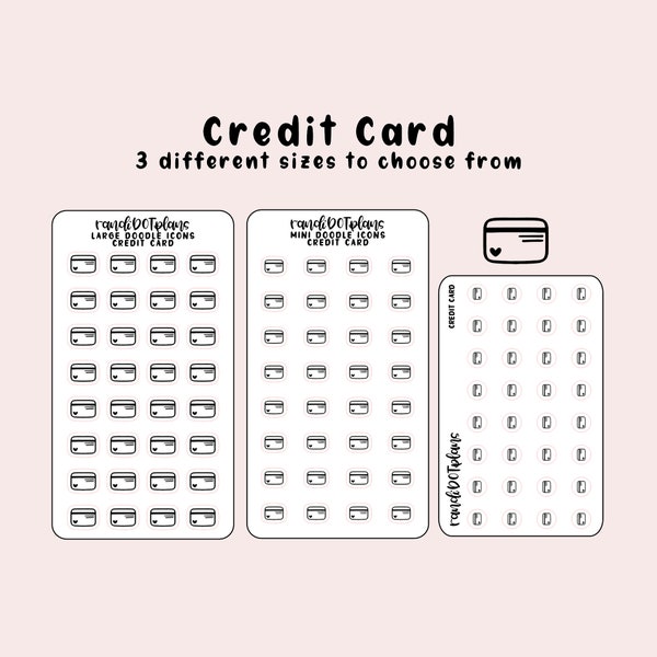 Credit Card - hand drawn icon stickers for your paper planner