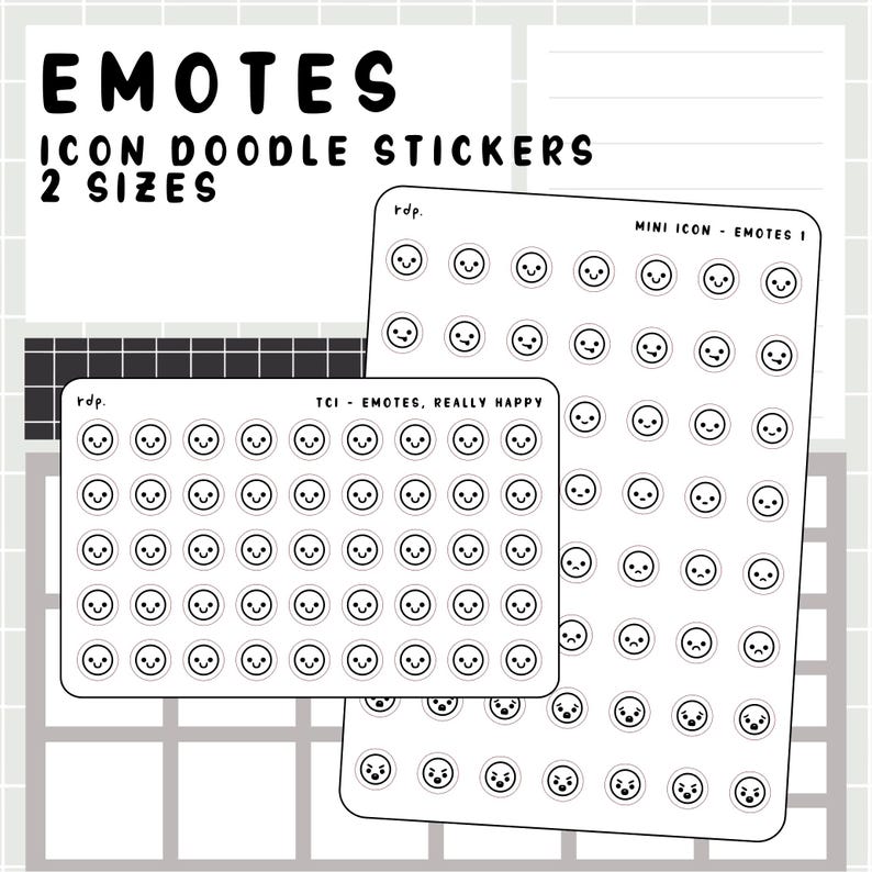 Tci Sticker Emotes - Hand Drawn Icon Stickers for Your Paper Planner - Etsy