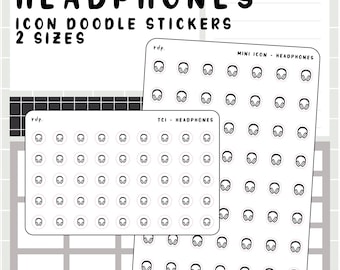 Headphones - hand drawn icon stickers for your paper planner