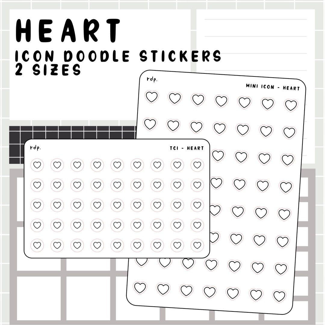 Heart - Hand Drawn Icon Stickers for Your Paper Planner - Etsy