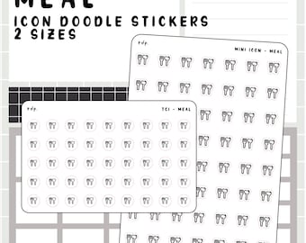 Meal - hand drawn icon stickers for your paper planner
