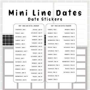 Mini Line Dates - date stickers 2026