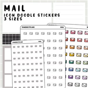 Correio - adesivos com ícones desenhados à mão para sua agenda de papel