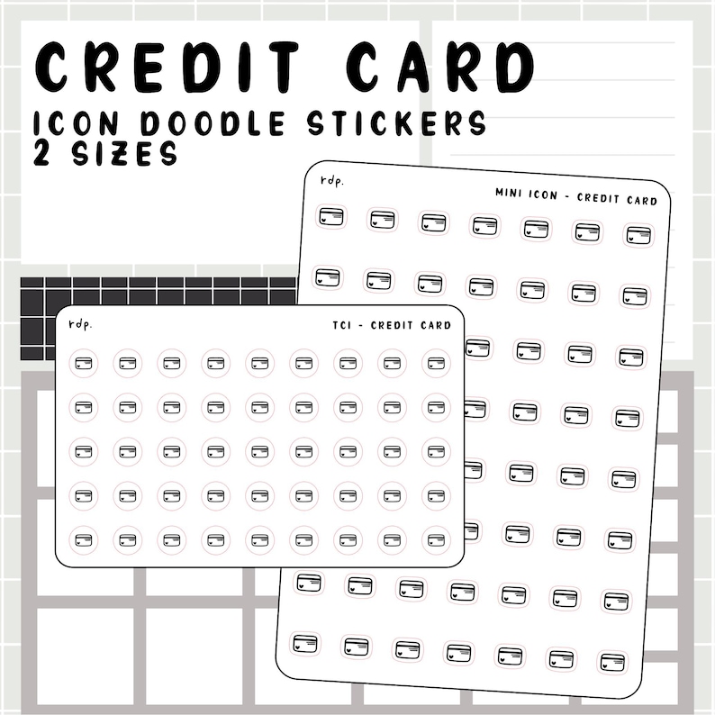 Tci Sticker Credit Card - Hand Drawn Icon Stickers for Your Paper Planner - Etsy