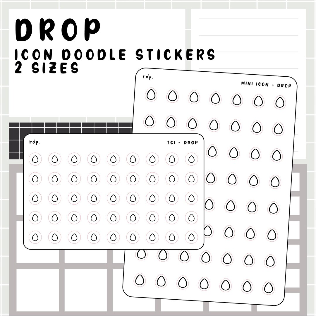 Drop - Hand Drawn Icon Stickers for Your Paper Planner - Etsy