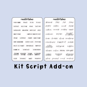 Scripts - kit add on sheet, a la carte
