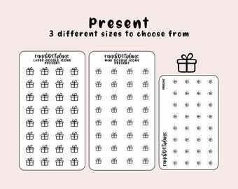 Present - hand drawn icon stickers for your paper planner