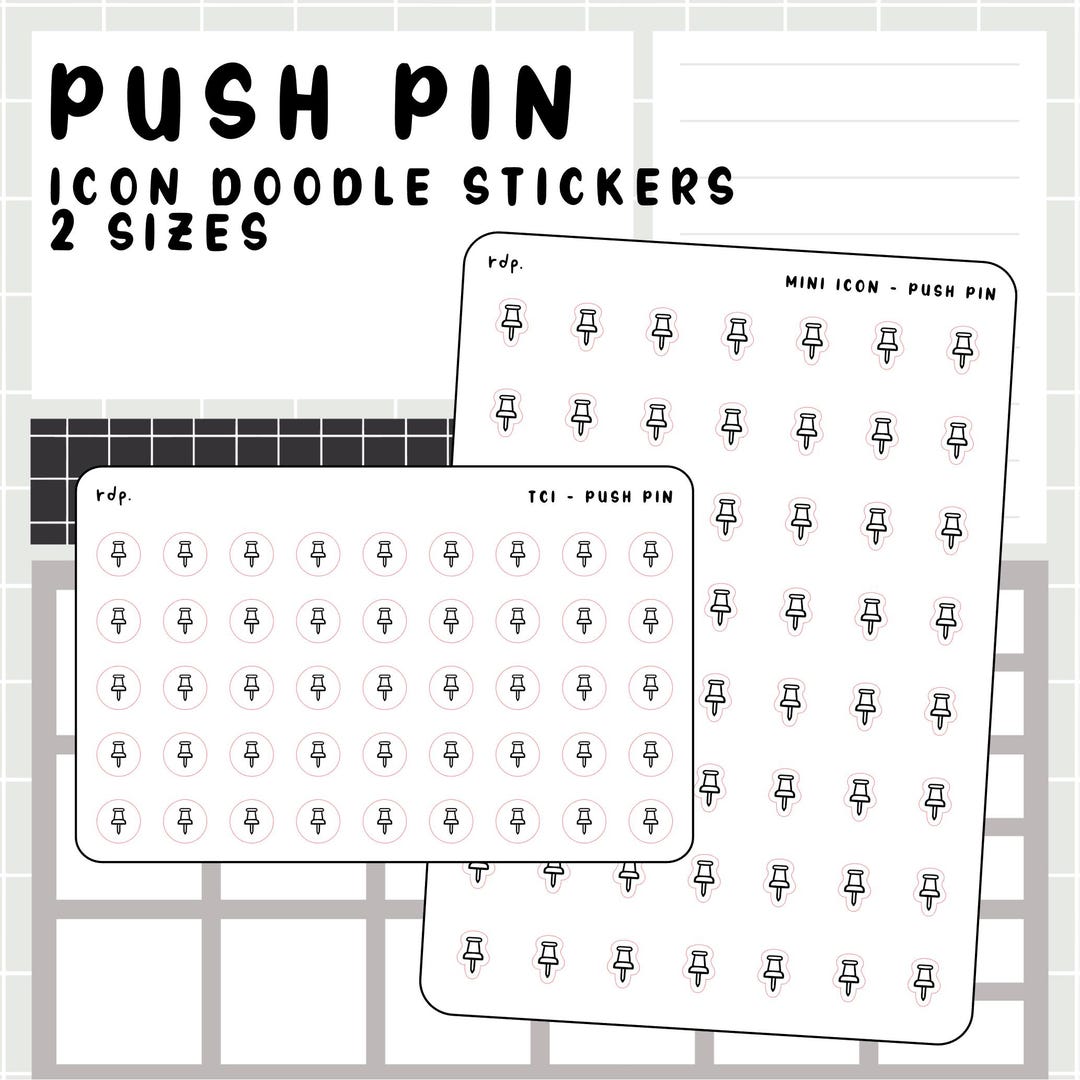 Push Pin - Hand Drawn Icon Stickers for Your Paper Planner - Etsy